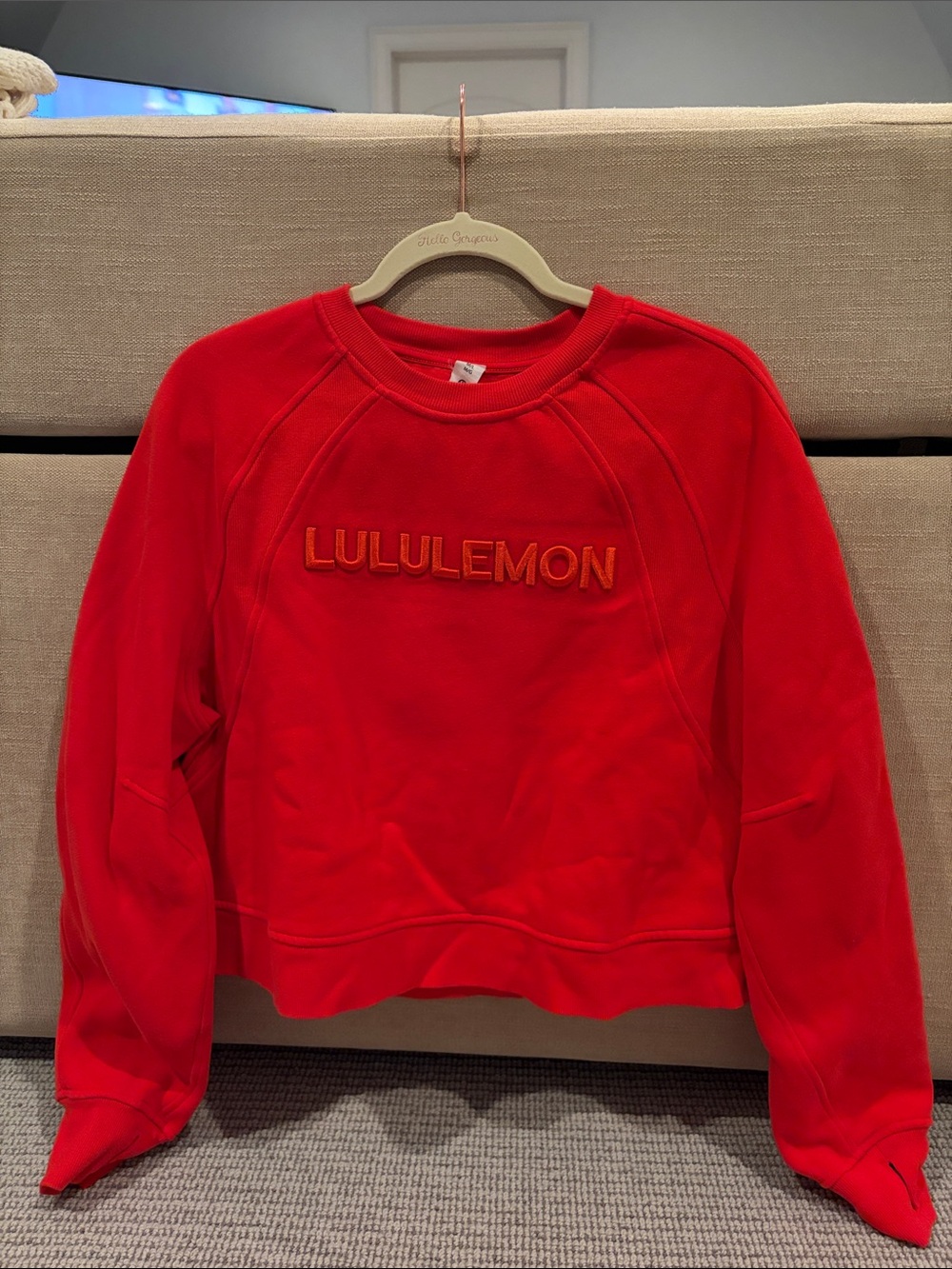 lululemon athletica Bright Red Embossed Logo Sweatshirt